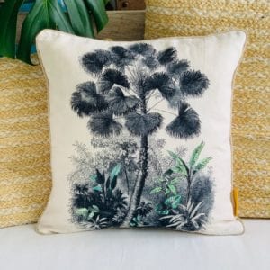 Coussin 100% Lin imprimé Latanier 45x45 cm