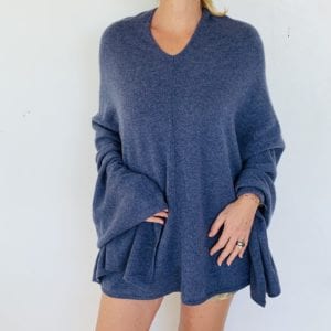 Poncho carré Bleu jean
