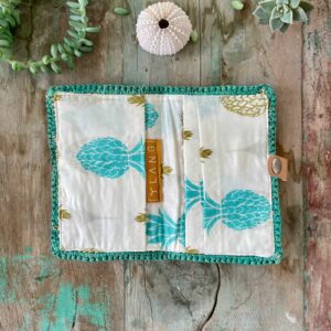 Porte passeport Ananas Turquoise
