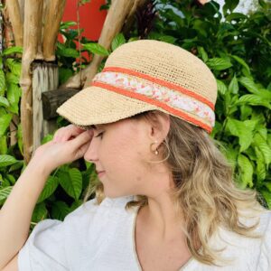 Casquette rafia Corail