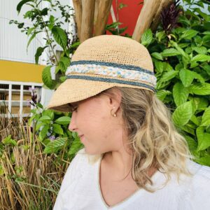 Casquette rafia Turquoise