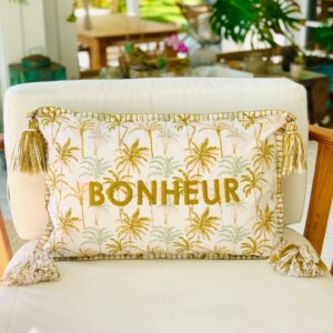 Coussin Brodé Bonheur 40x60 cm