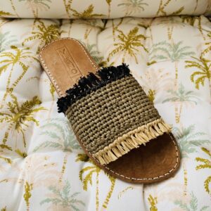 Mule Camille Olive et Naturelle