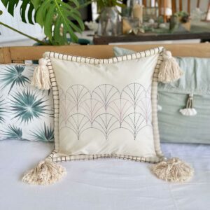Coussin Brodé Art Déco 45x45 cm