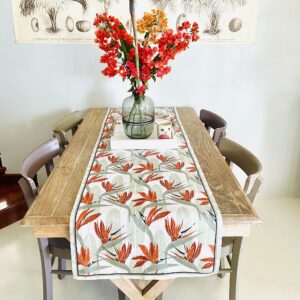 Chemin de table en lin Strelitzia