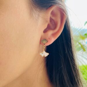 Boucles Puces Ginkgo nacré