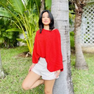 Poncho rond Rouge