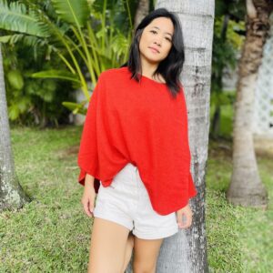 Poncho rond Orange sanguine
