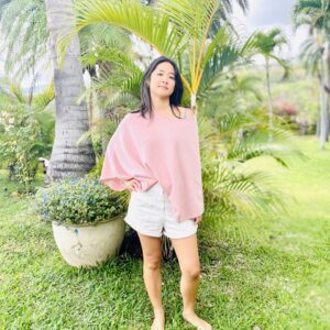 Poncho rond Rose poudré