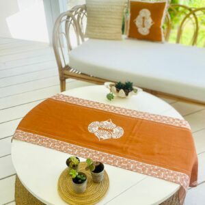 Chemin de table en lin Shell Terracotta