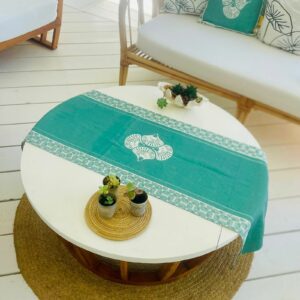 Chemin de table en lin Shell Céladon