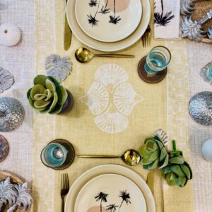Chemin de table en lin Shell Sand