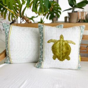 Coussin 100% Lin Yle Tortue Céladon