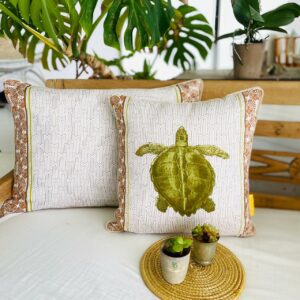 Coussin 100% Lin imprimé Yle Tortue Terracotta