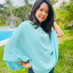 Poncho rond Turquoise