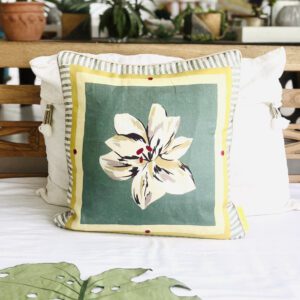 Coussin 100% Lin Ibis Vert 45x45 cm