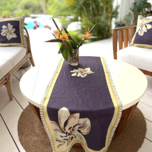 Chemin de table en lin Ibis Aubergine