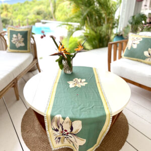 Chemin de table en lin Ibis Vert