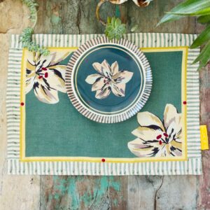 Set de table en Lin Ibis Vert