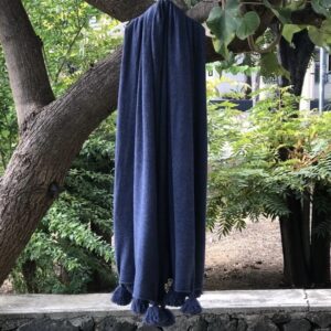 Etole à pompons Bleu Jean